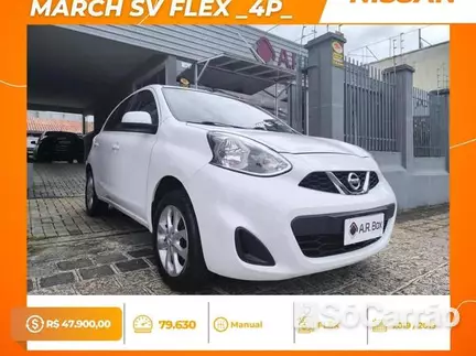 Nissan MARCH SV 1.0 12V FLEXSTART na cor Branca em Curitiba / PR - 6683292